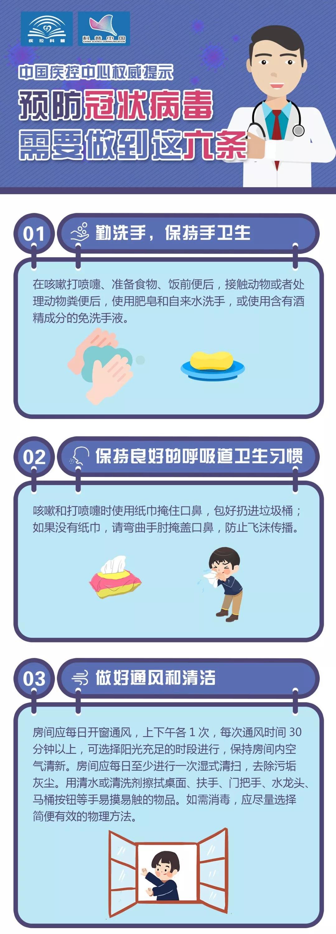 中国疾控中心提示：预防冠状病毒这样做！
